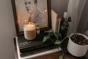 Perfect for book lovers, our Grace + Bloom literary candles are hand-crafted in our sunny shop from natural soy wax with cotton wicks for a clean burn experience, while their modern and minimalist design adds a special touch to any home. With warm, book-inspired scents and a cozy glow, you can create the perfect ambiance for unwinding and curling up with a good book! They also make a thoughtful and sophisticated gift idea for your favorite bookworm.