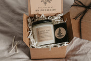 Dark Academia Bridesmaid Proposal Gift Box with Candle + Matchbox - Grace + Bloom Co