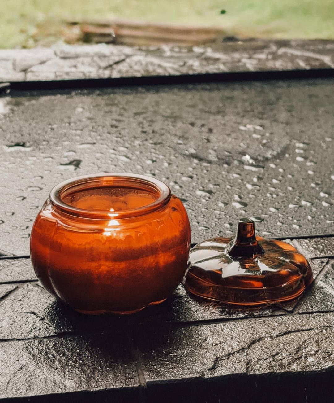 Fall Candle in Glass Pumpkin Jar | Autumn Apple, Vanilla Ice Cream, Pear, Bourbon, Maple