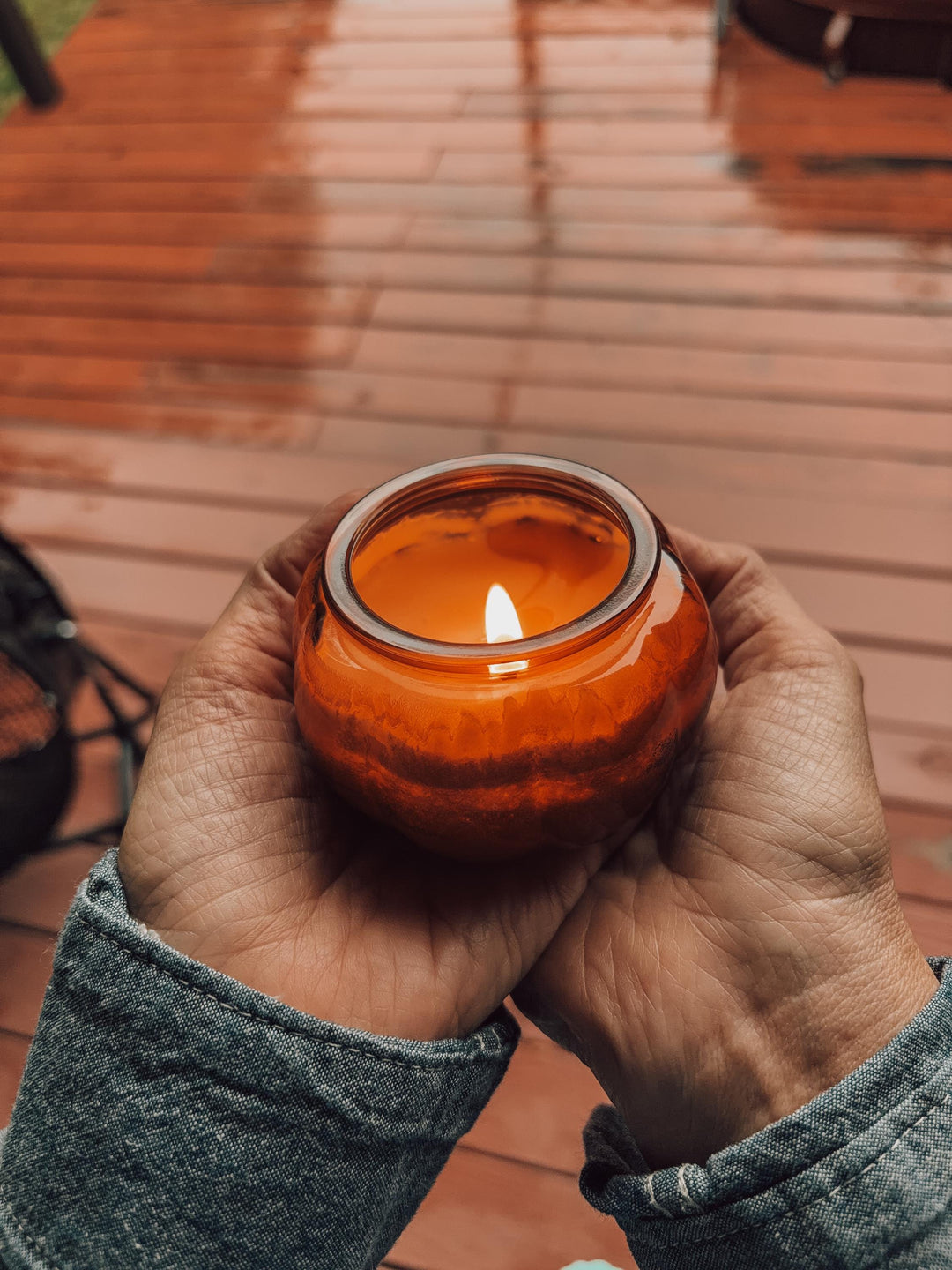 Fall Candle in Glass Pumpkin Jar | Autumn Apple, Vanilla Ice Cream, Pear, Bourbon, Maple